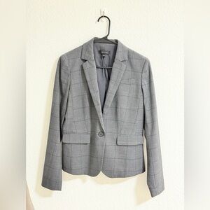 Ann Taylor Gray Plaid Blazer